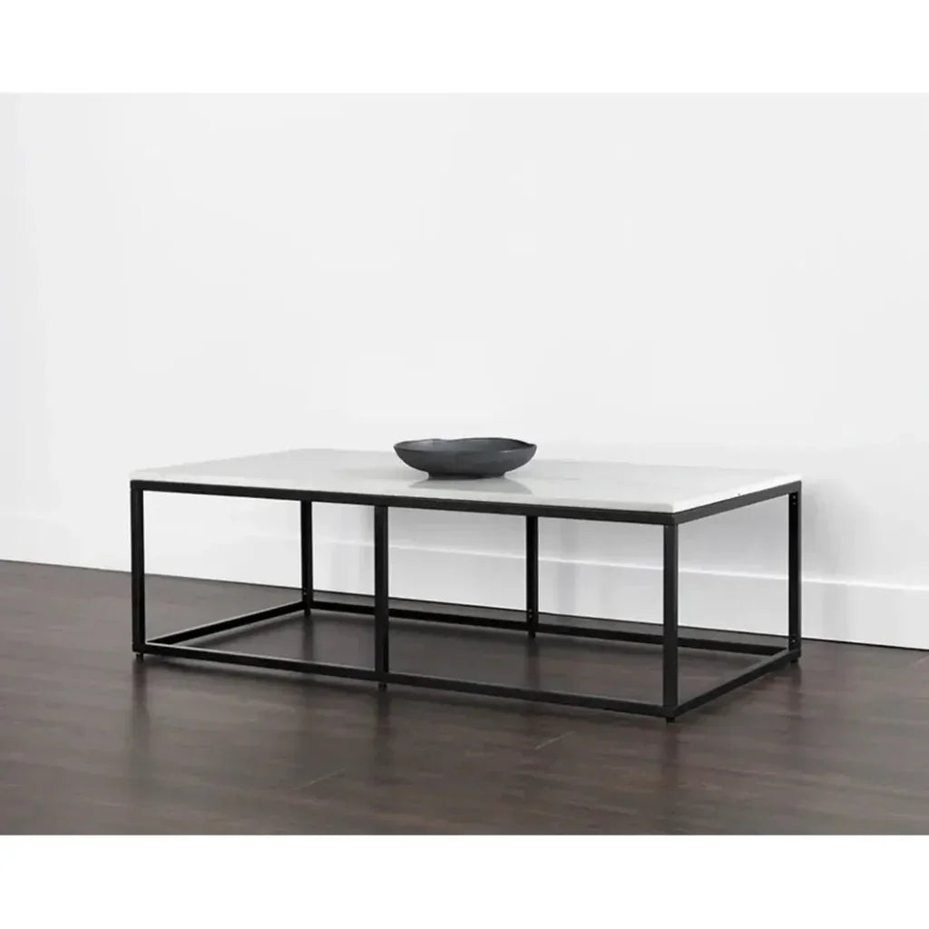 Ellery Marble Top Rectangular Coffee Table - LOOMLAN - SUNPAN - Coffee Tables