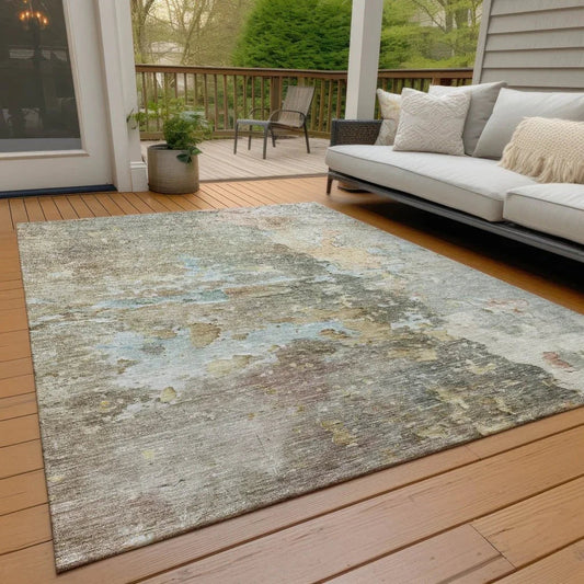 Ellior Brown Washable Indoor - Outdoor Rug - LOOMLAN - LOOMLAN Rugs - Outdoor Rugs