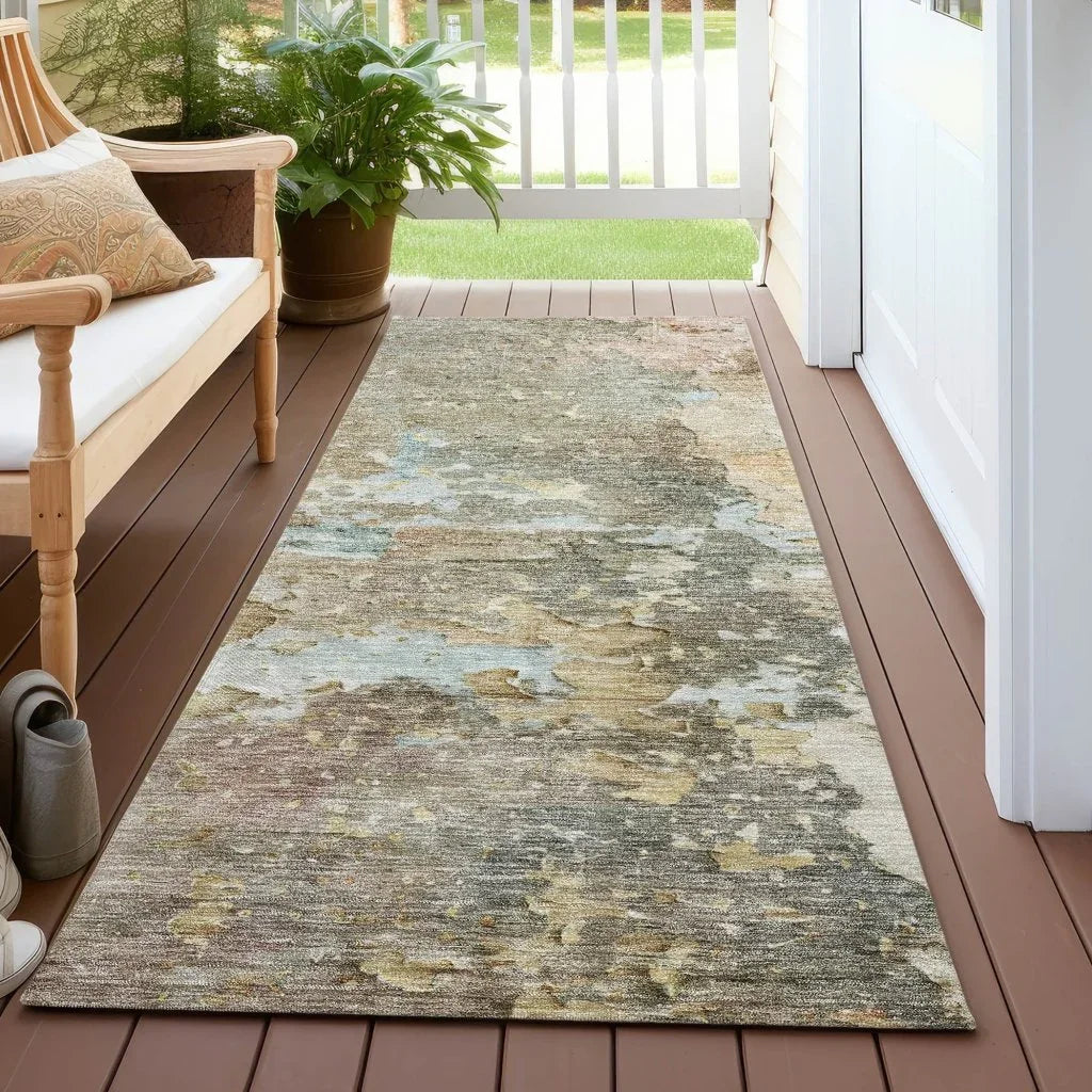 Ellior Brown Washable Indoor - Outdoor Rug - LOOMLAN - LOOMLAN Rugs - Outdoor Rugs