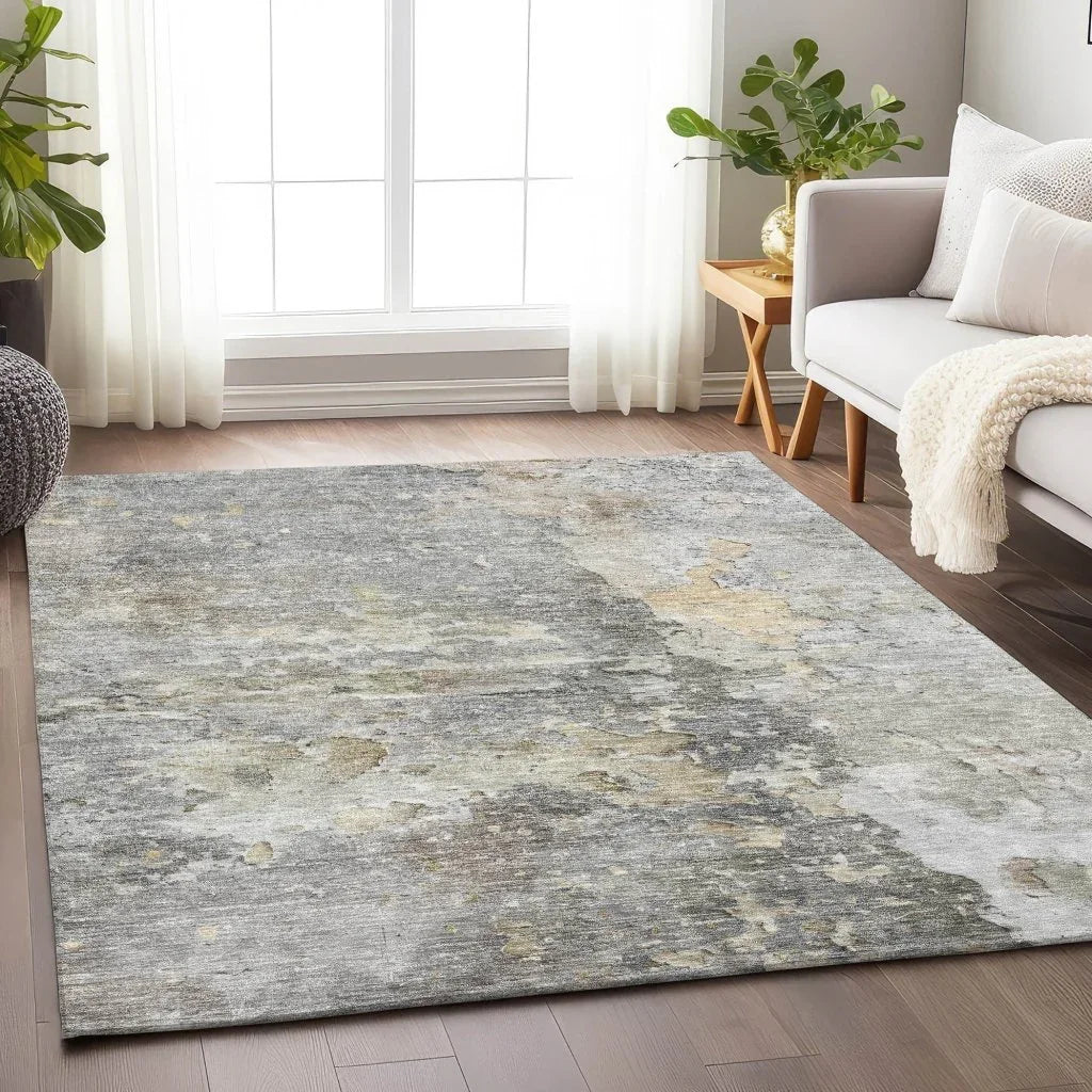 Ellior Gray Washable Indoor - Outdoor Rug - LOOMLAN - LOOMLAN Rugs - Outdoor Rugs