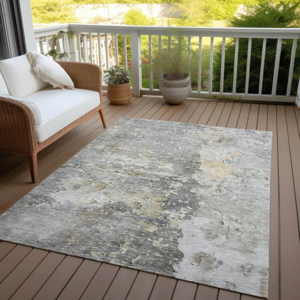 Ellior Gray Washable Indoor - Outdoor Rug - LOOMLAN - LOOMLAN Rugs - Outdoor Rugs