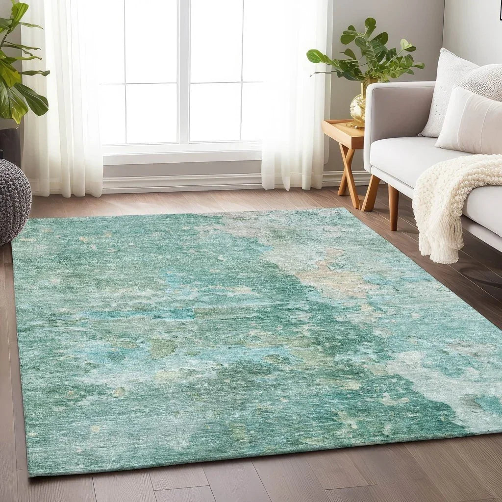 Ellior Green Washable Indoor - Outdoor Rug - LOOMLAN - LOOMLAN Rugs - Outdoor Rugs