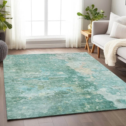 Ellior Green Washable Indoor - Outdoor Rug - LOOMLAN - LOOMLAN Rugs - Outdoor Rugs