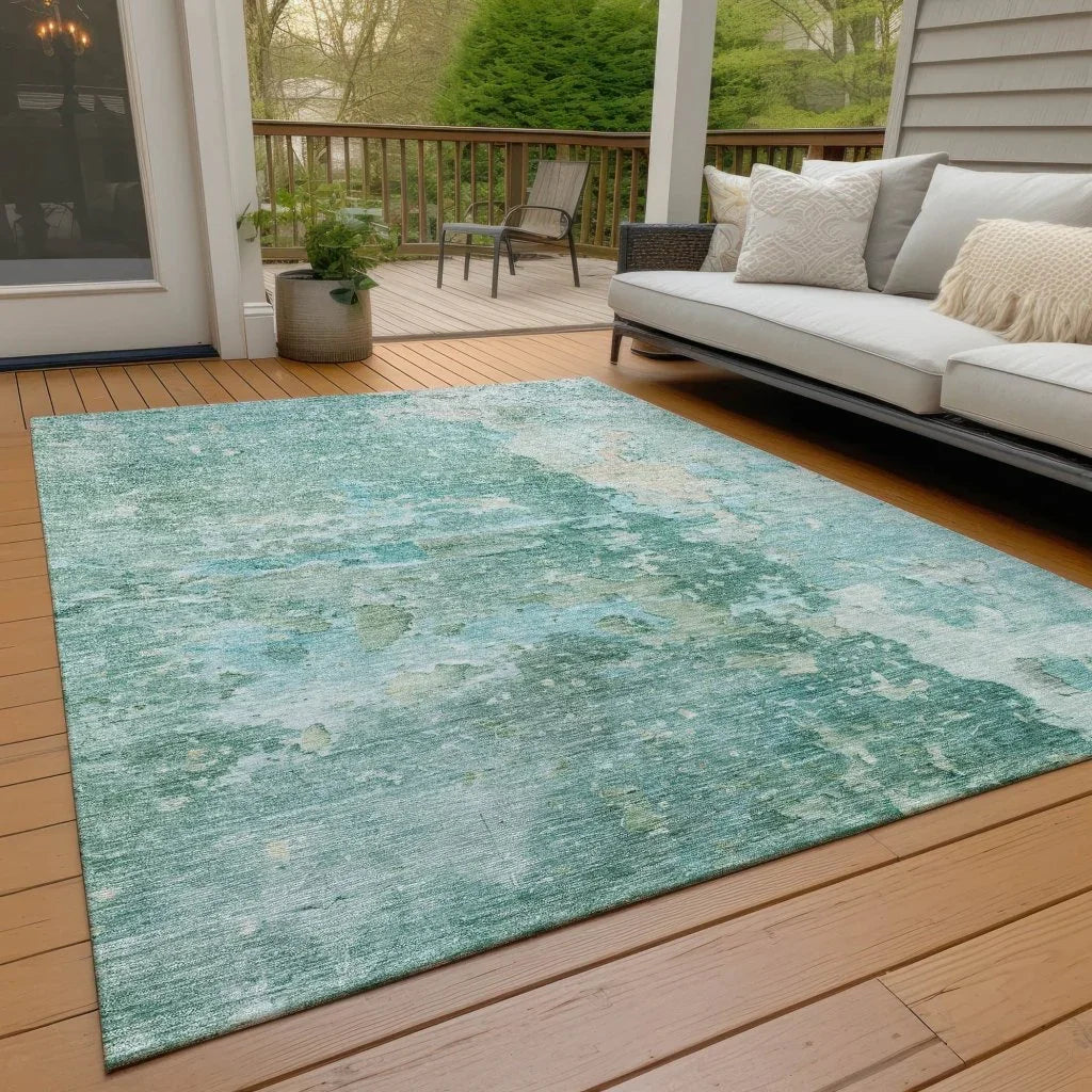 Ellior Green Washable Indoor - Outdoor Rug - LOOMLAN - LOOMLAN Rugs - Outdoor Rugs