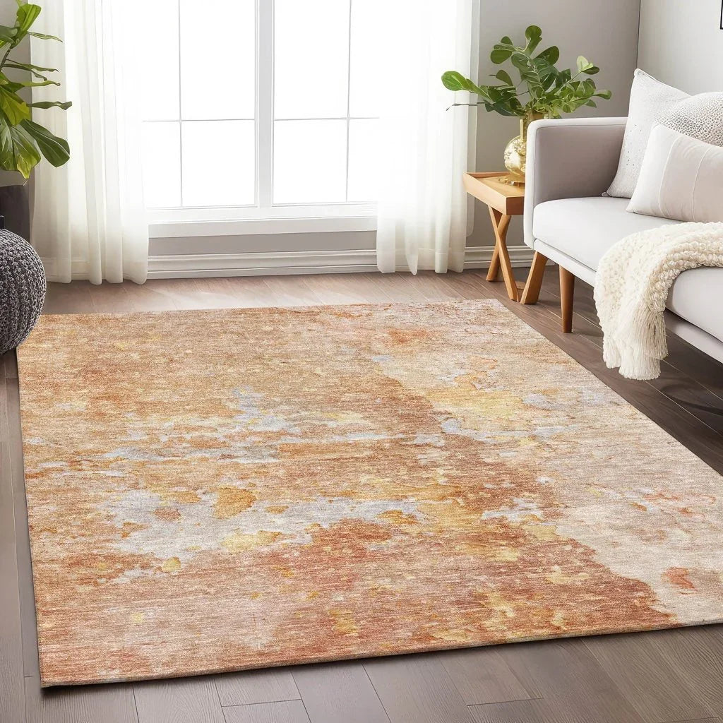 Ellior Orange Washable Indoor - Outdoor Rug - LOOMLAN - LOOMLAN Rugs - Outdoor Rugs
