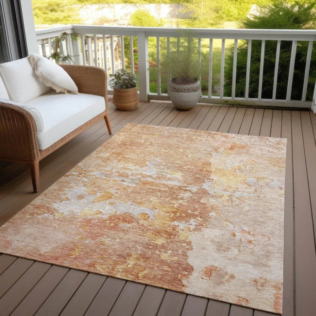 Ellior Orange Washable Indoor - Outdoor Rug - LOOMLAN - LOOMLAN Rugs - Outdoor Rugs