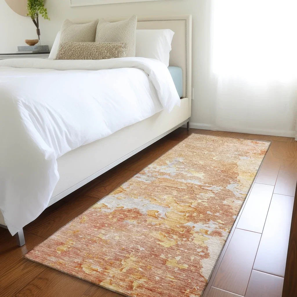 Ellior Orange Washable Indoor - Outdoor Rug - LOOMLAN - LOOMLAN Rugs - Outdoor Rugs