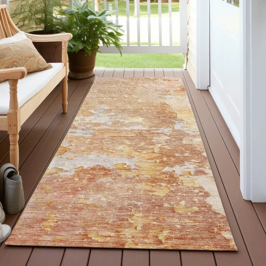 Ellior Orange Washable Indoor - Outdoor Rug - LOOMLAN - LOOMLAN Rugs - Outdoor Rugs