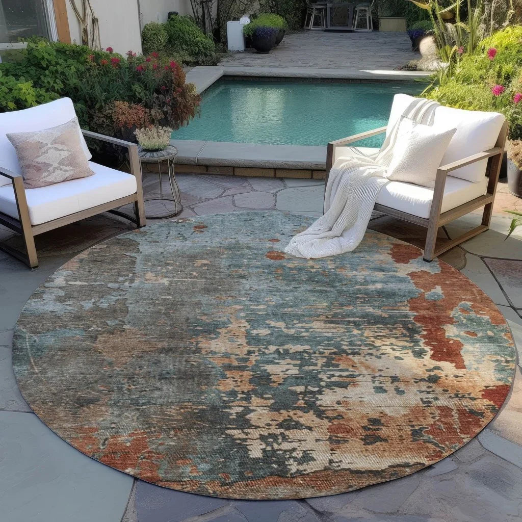 Elon Blue Washable Indoor - Outdoor Rug - LOOMLAN - LOOMLAN Rugs - Outdoor Rugs