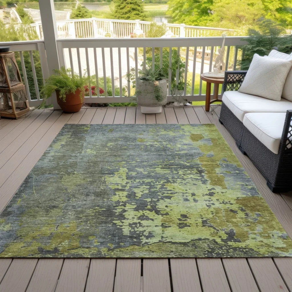 Elon Green Washable Indoor - Outdoor Rug - LOOMLAN - LOOMLAN Rugs - Outdoor Rugs