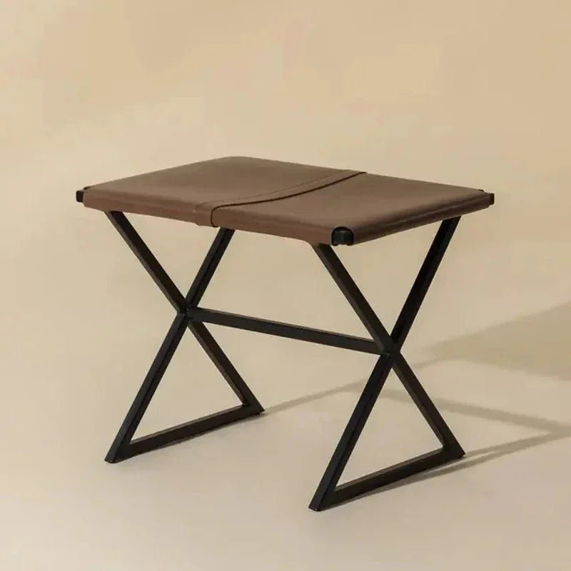 Elon Vintage Leather Stool - LOOMLAN - SUNPAN - Poufs and Stools
