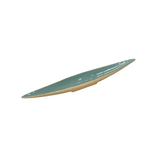 Elongated Gold Finish Enameled Oval Bowl - LOOMLAN - Chelsea House - Boxes & Bowls