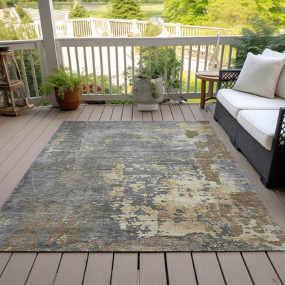 Eloril Brown Washable Indoor-Outdoor Rug
