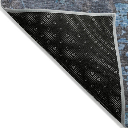 Eloril Teal Washable Indoor-Outdoor Rug