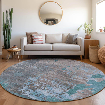Eloril Teal Washable Indoor-Outdoor Rug