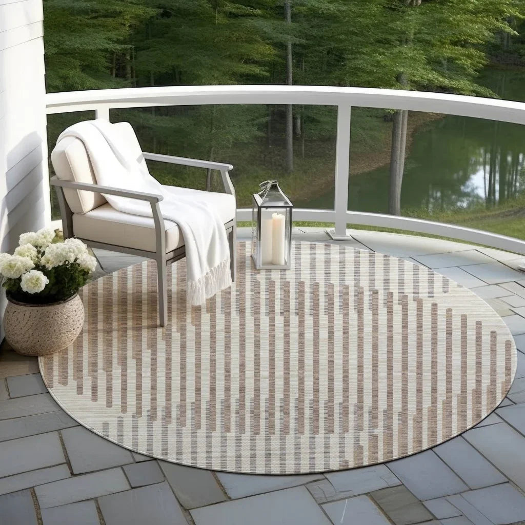 Elowen Beige Washable Indoor-Outdoor Rug-Outdoor Rugs-LOOMLAN Rugs-LOOMLAN