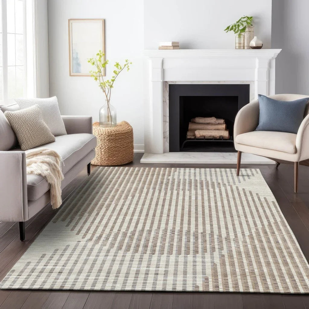 Elowen Beige Washable Indoor-Outdoor Rug-Outdoor Rugs-LOOMLAN Rugs-LOOMLAN