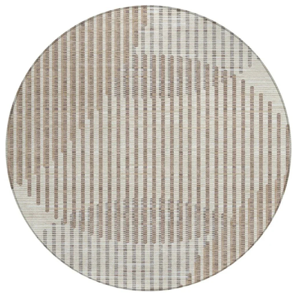 Elowen Beige Washable Indoor-Outdoor Rug-Outdoor Rugs-LOOMLAN Rugs-8' x 8'-LOOMLAN