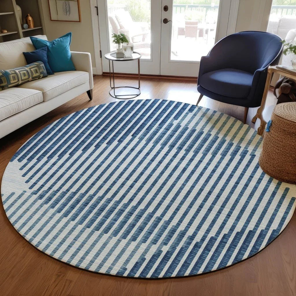 Elowen Blue Washable Indoor-Outdoor Rug-Outdoor Rugs-LOOMLAN Rugs-LOOMLAN