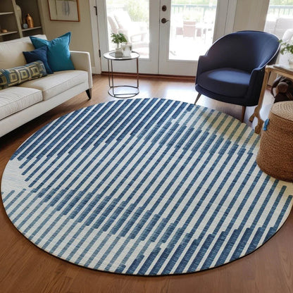 Elowen Blue Washable Indoor-Outdoor Rug-Outdoor Rugs-LOOMLAN Rugs-LOOMLAN