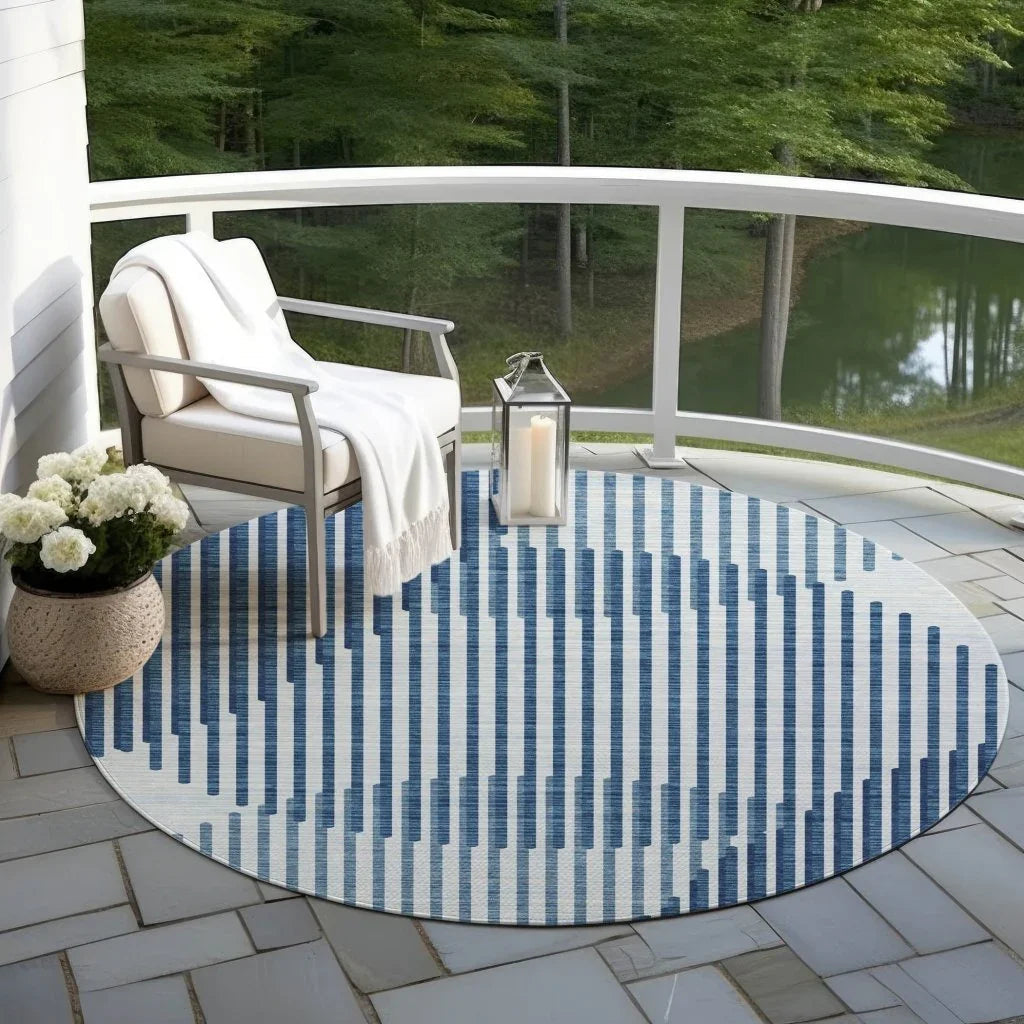 Elowen Blue Washable Indoor-Outdoor Rug-Outdoor Rugs-LOOMLAN Rugs-LOOMLAN