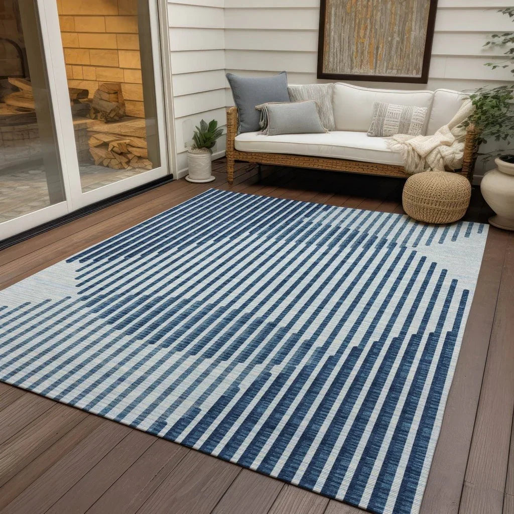 Elowen Blue Washable Indoor-Outdoor Rug-Outdoor Rugs-LOOMLAN Rugs-LOOMLAN