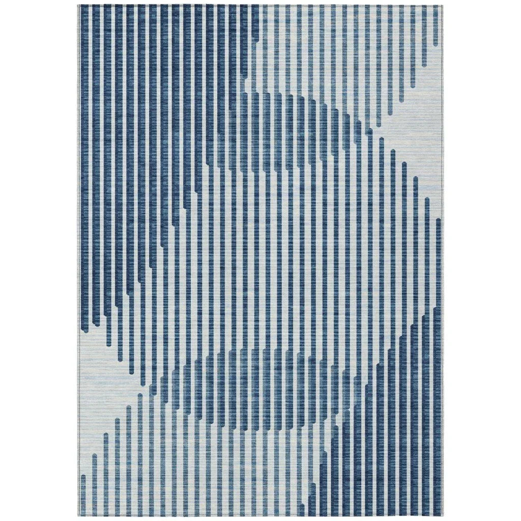 Elowen Blue Washable Indoor-Outdoor Rug-Outdoor Rugs-LOOMLAN Rugs-2'6" x 3'10"-LOOMLAN
