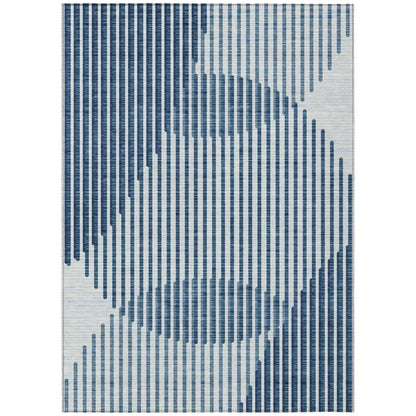Elowen Blue Washable Indoor-Outdoor Rug-Outdoor Rugs-LOOMLAN Rugs-2'6" x 3'10"-LOOMLAN