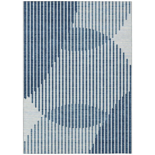 Elowen Blue Washable Indoor-Outdoor Rug-Outdoor Rugs-LOOMLAN Rugs-2'6" x 3'10"-LOOMLAN