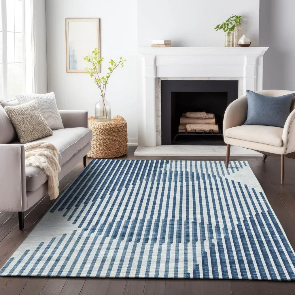 Elowen Blue Washable Indoor-Outdoor Rug-Outdoor Rugs-LOOMLAN Rugs-LOOMLAN