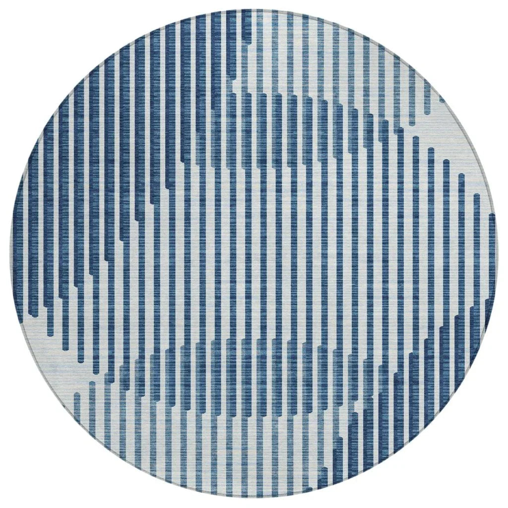 Elowen Blue Washable Indoor-Outdoor Rug-Outdoor Rugs-LOOMLAN Rugs-8' x 8'-LOOMLAN