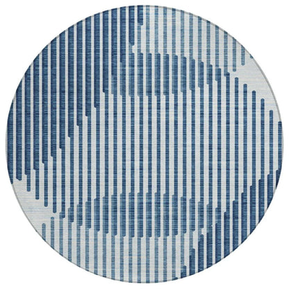 Elowen Blue Washable Indoor-Outdoor Rug-Outdoor Rugs-LOOMLAN Rugs-8' x 8'-LOOMLAN