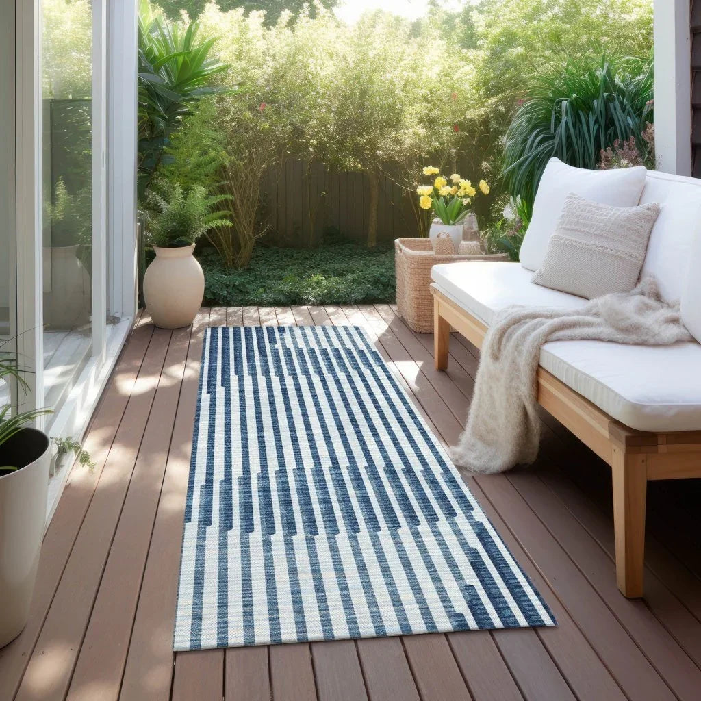 Elowen Blue Washable Indoor-Outdoor Rug-Outdoor Rugs-LOOMLAN Rugs-LOOMLAN