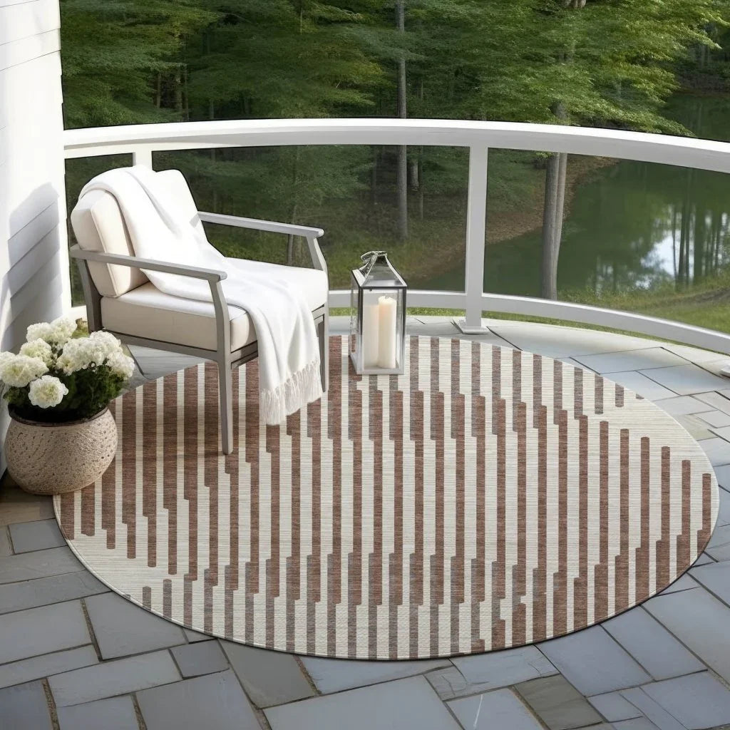 Elowen Brown Washable Indoor-Outdoor Rug-Outdoor Rugs-LOOMLAN Rugs-LOOMLAN