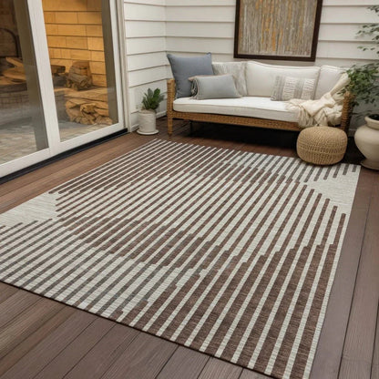Elowen Brown Washable Indoor-Outdoor Rug-Outdoor Rugs-LOOMLAN Rugs-LOOMLAN