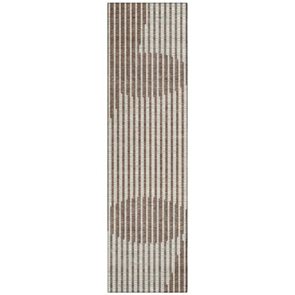 Elowen Brown Washable Indoor-Outdoor Rug-Outdoor Rugs-LOOMLAN Rugs-2'3" x 7'6"-LOOMLAN