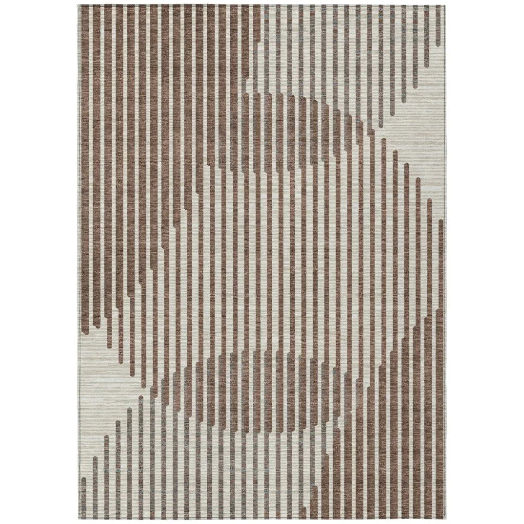 Elowen Brown Washable Indoor-Outdoor Rug-Outdoor Rugs-LOOMLAN Rugs-2'6" x 3'10"-LOOMLAN