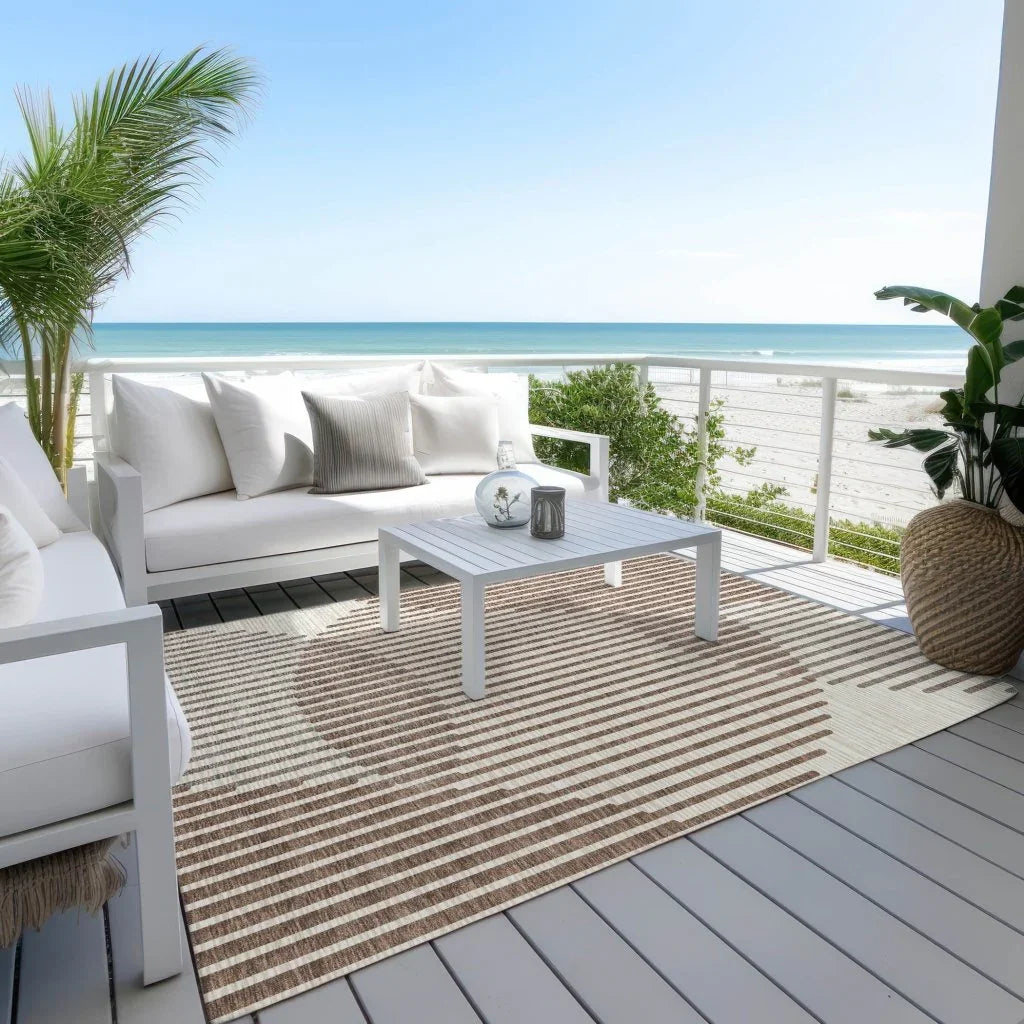 Elowen Brown Washable Indoor-Outdoor Rug-Outdoor Rugs-LOOMLAN Rugs-LOOMLAN