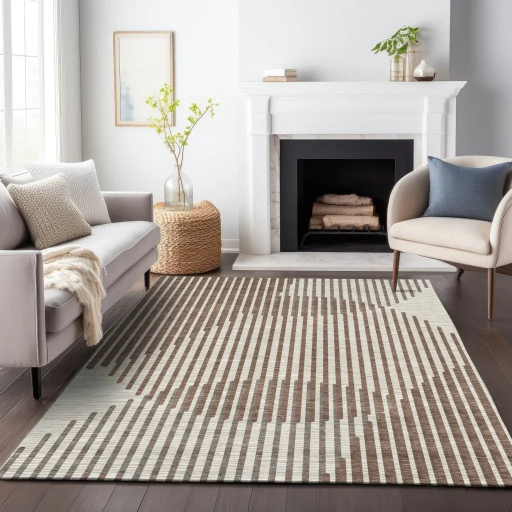 Elowen Brown Washable Indoor-Outdoor Rug-Outdoor Rugs-LOOMLAN Rugs-LOOMLAN