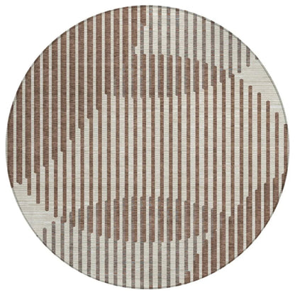 Elowen Brown Washable Indoor-Outdoor Rug-Outdoor Rugs-LOOMLAN Rugs-8' x 8'-LOOMLAN