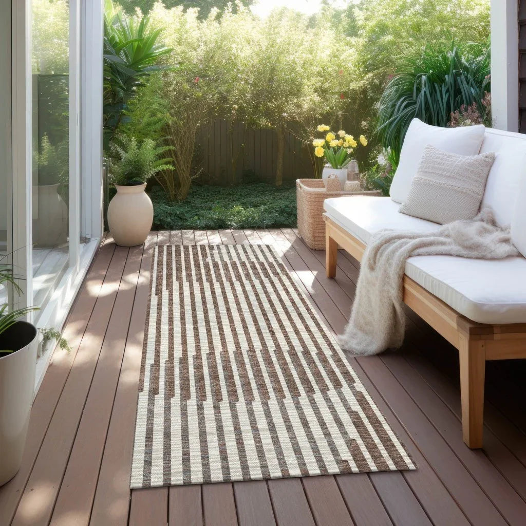Elowen Brown Washable Indoor-Outdoor Rug-Outdoor Rugs-LOOMLAN Rugs-LOOMLAN