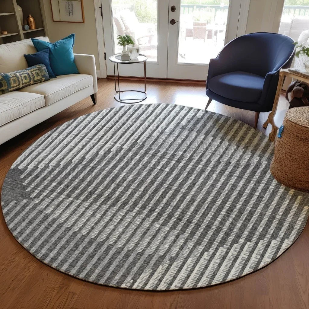 Elowen Charcoal Washable Indoor-Outdoor Rug-Outdoor Rugs-LOOMLAN Rugs-LOOMLAN