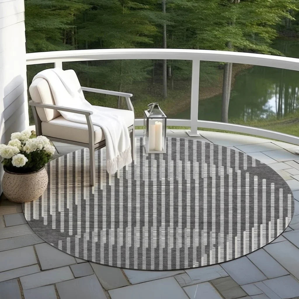 Elowen Charcoal Washable Indoor-Outdoor Rug-Outdoor Rugs-LOOMLAN Rugs-LOOMLAN