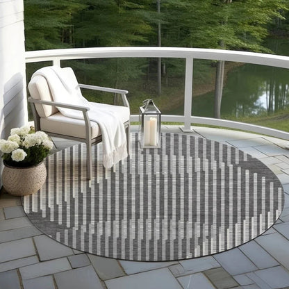 Elowen Charcoal Washable Indoor-Outdoor Rug-Outdoor Rugs-LOOMLAN Rugs-LOOMLAN