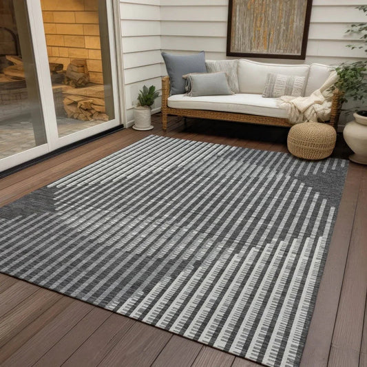 Elowen Charcoal Washable Indoor-Outdoor Rug-Outdoor Rugs-LOOMLAN Rugs-LOOMLAN