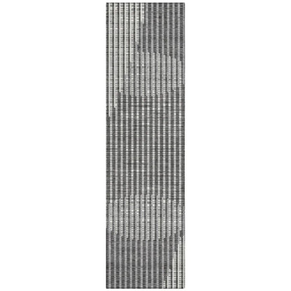 Elowen Charcoal Washable Indoor-Outdoor Rug-Outdoor Rugs-LOOMLAN Rugs-2'3" x 7'6"-LOOMLAN
