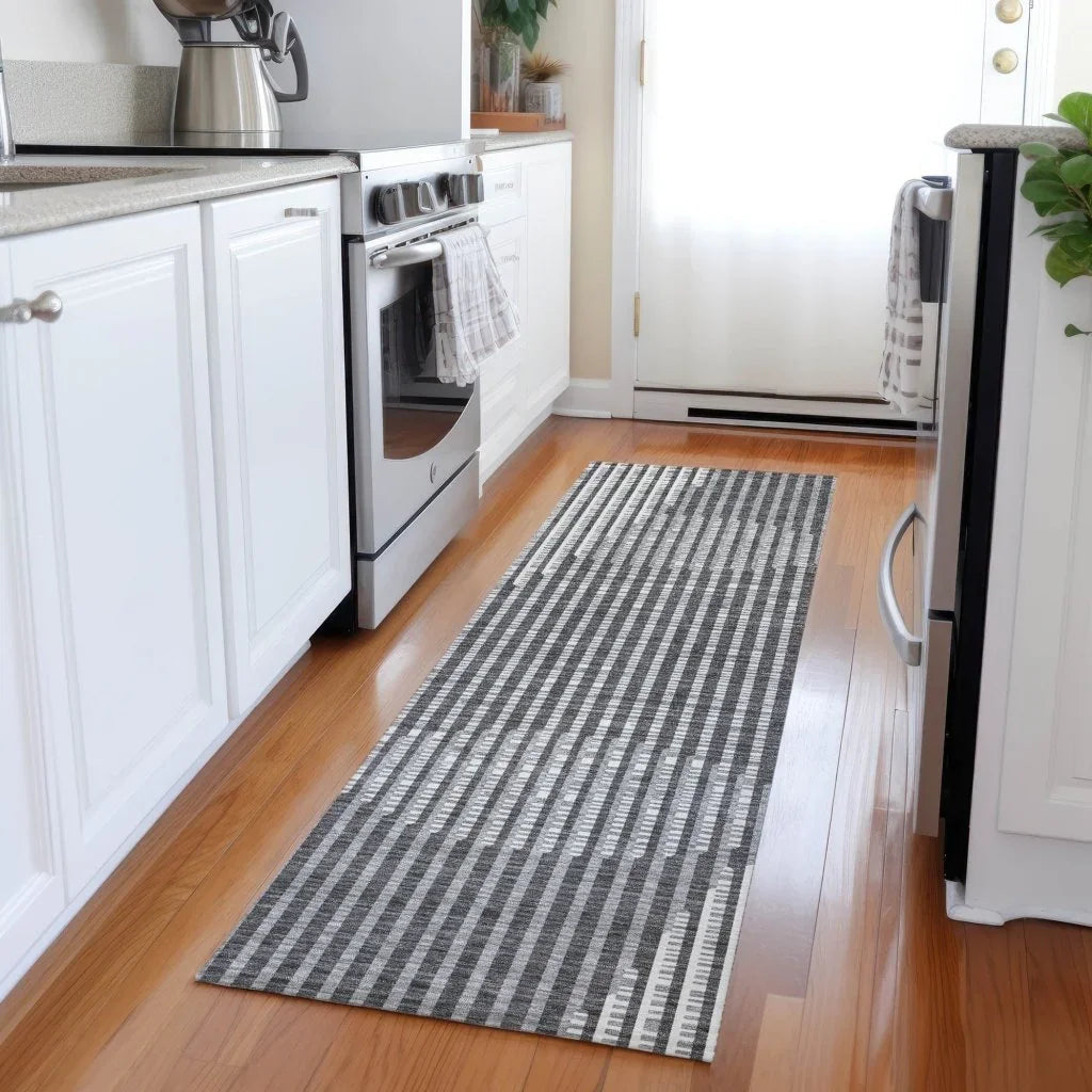 Elowen Charcoal Washable Indoor-Outdoor Rug-Outdoor Rugs-LOOMLAN Rugs-LOOMLAN