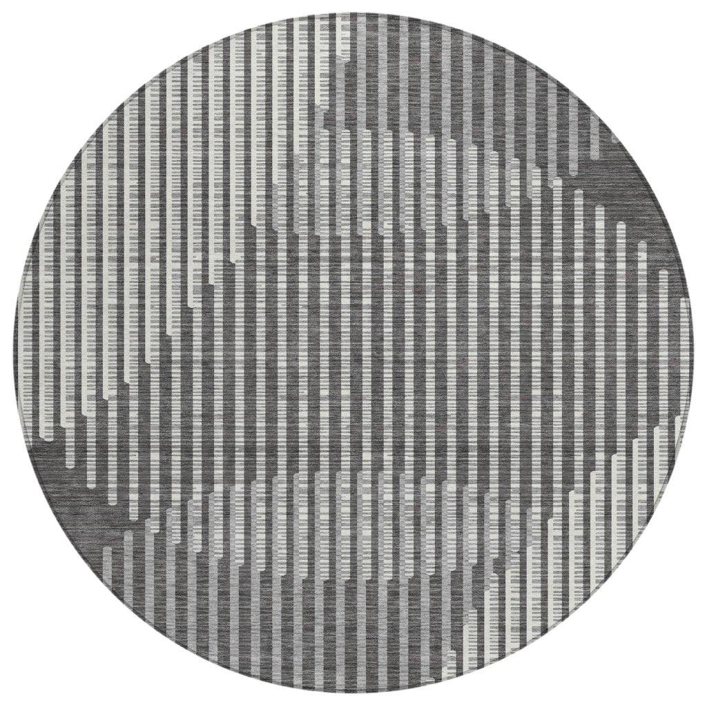 Elowen Charcoal Washable Indoor-Outdoor Rug-Outdoor Rugs-LOOMLAN Rugs-8' x 8'-LOOMLAN