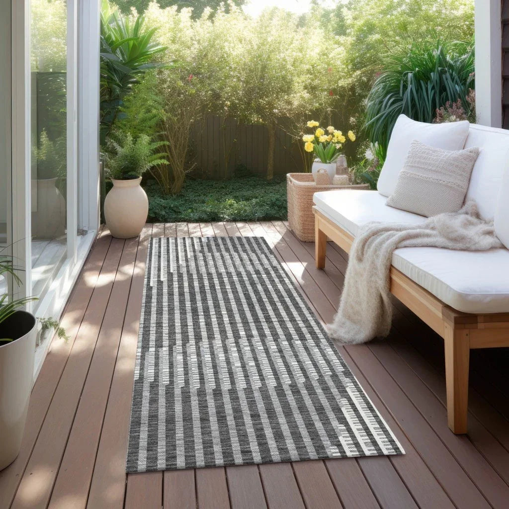 Elowen Charcoal Washable Indoor-Outdoor Rug-Outdoor Rugs-LOOMLAN Rugs-LOOMLAN