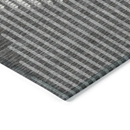 Elowen Charcoal Washable Indoor-Outdoor Rug-Outdoor Rugs-LOOMLAN Rugs-LOOMLAN